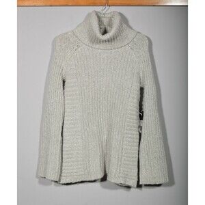 NEW Simply Vera Wang Wind Chime Gray Metallic Ribbed Turtleneck Sweater Sz XS